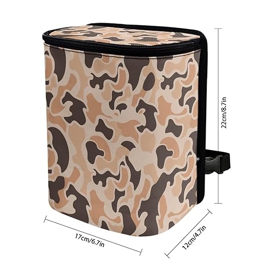 Car Trash Can with Lid Garbage Bag Dustbin Container Waste Basket Storage Pocket Duck Hunter Camouflage Hanging Large Capacity Vehicle Trash Bin