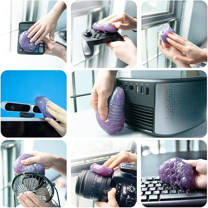 ASFSKY Car Cleaning Gel for Car Interior(Air Vents, Dashboard, Center Console, Cup Holders, Seat Seams, etc.) Removes Dust, and Debris, Reusable, No Residue Cleaner (3, Purple)
