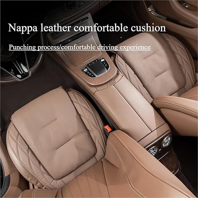 GouDan&Smallstore Leather Car Seat Cushion with Integrated Lumbar Support - Breathable and Ventilated Comfort for All Vehicles(Front seat Cushion A)