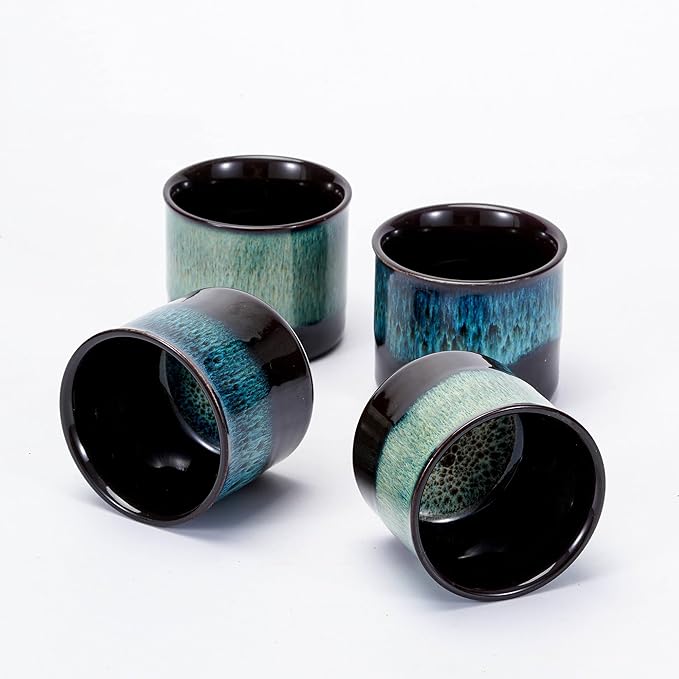 Espresso Cups Set of 2, Ceramic Espresso Cups, Expresso Shots Cups, 2.5oz Tea Cups, Demitasse Cups (4, full magic blue)