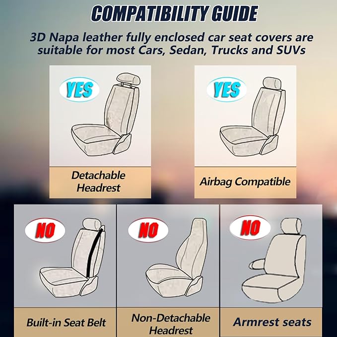 Car Seat Covers for 2 Seats - Nappa Leather 3D Foam Back Support, Super Breathable, All Season Car Seat Cushion with Storage Bags, Universal Fit for Most Cars, Colour- Red Black