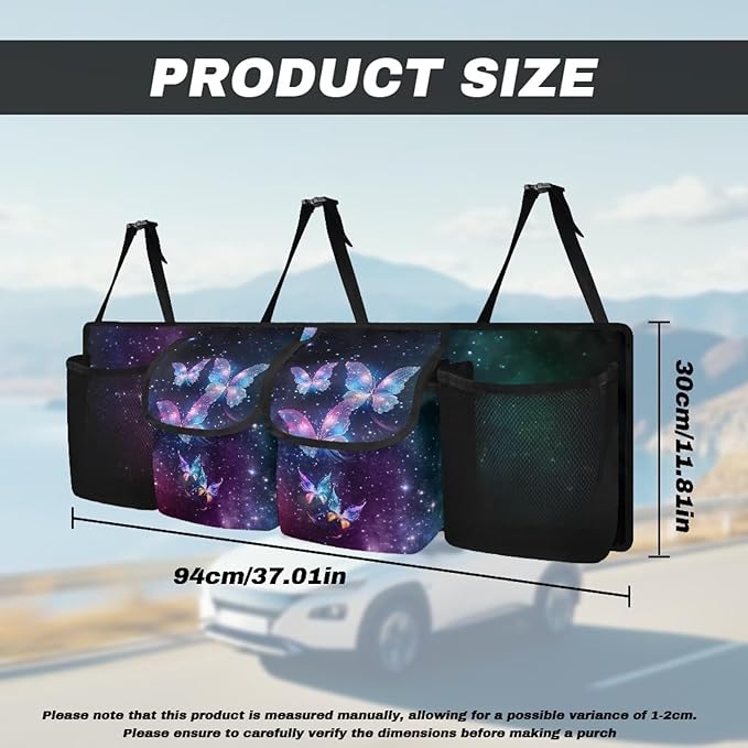 Purple Butterfly Trunk Organizer for Car Large Capacity Car Organizer, Foldable Trunk organizer for SUVs & Sedans, Space Saving Car Organization for Car Accessories, Tools, Sundries