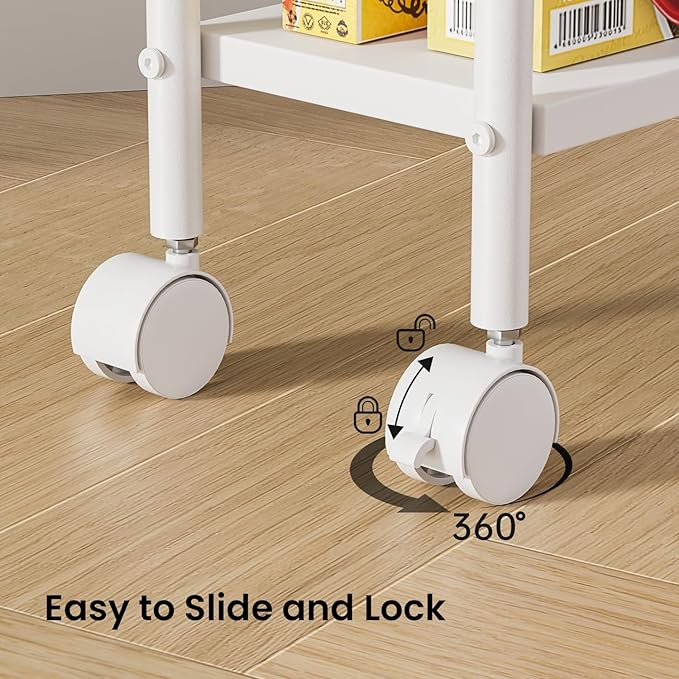 Slim Storage Cart, 4-Tier Small Rolling Cart with Wheels, 5.9" Deep, Narrow Bathroom Shelf Trolley for Kitchen, Bathroom, Laundry Room, White Standard 4-Tier (5.9" W x 33.6" H)
