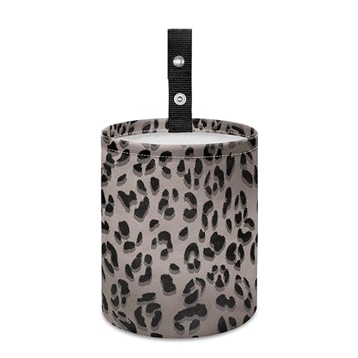 Leopard Print Trash Can for Car Car Garbage Can for Back Seat Leak Proof with Adjustable Buttons Car Accessories for Women Interior