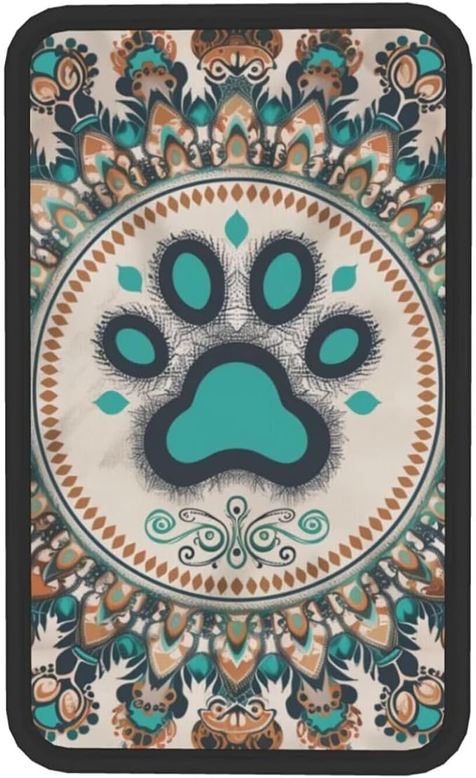 Paws Car Armrest Covers Dog Paw Cloth Fabric Armrest Protectors Footprint Pet Center Console Lid Cover Vintage Style Universal Accessories for Sedans, SUV, Truck and Van, Sage Green