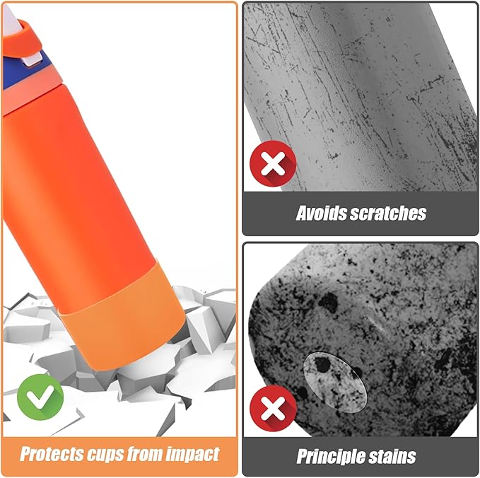 Mity rain 2PCS Protective Boot Compatible with Owala Kids Water Bottle 16 oz &14 oz, Silicone Boot Accessories for Owala Kids FreeSip 16oz & Flip 14oz (Orange)