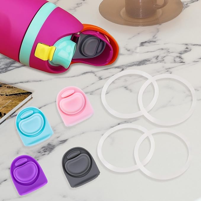 4 Sets Replacement Rubber Stopper and O Ring Gasket Compatible with Owala FreeSip 24oz 32oz,Water Bottle Lid Insert Cap Seal Parts for Owala 16/19/24/32/40oz Mouthpiece Accessories Z4K14