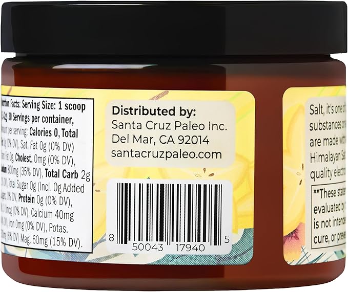 Santa Cruz Paleo Electrolyte Powder, Starfruit Flavor, Sugar Free Hydration Drink Mix with Himalayan Pink Salt, Sea Salt, Magnesium Glycinate, Potassium Chloride, Sweetened with Stevia, 30 Servings