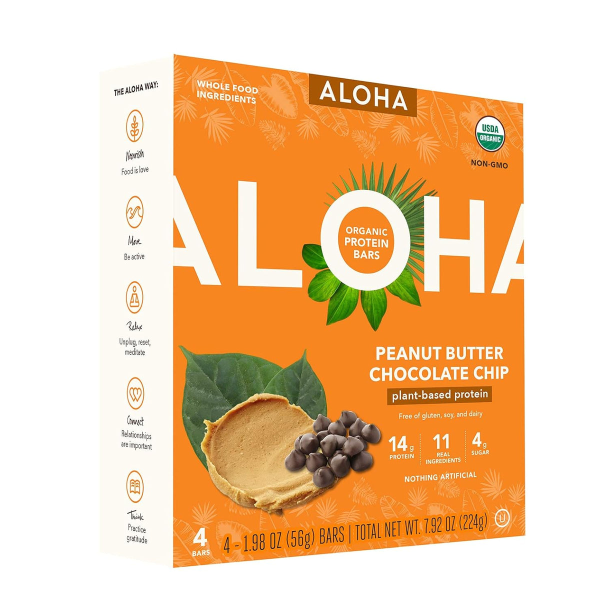 Aloha Organic Plant Based Protein Bar Peanut Butter Chocolate Chip , 1.98 Oz