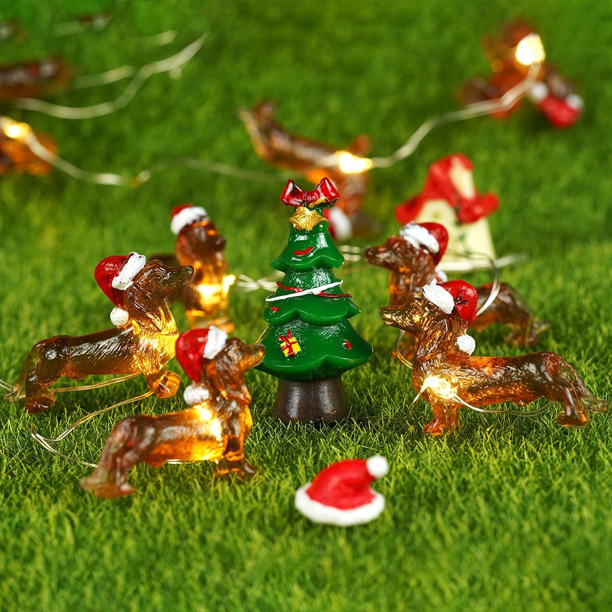 KAiSnova Dachshund Dog String Lights, 10ft, 30 LEDs, Remote Control, Copper, Indoor/Outdoor Decoration, Model KA-KA01
