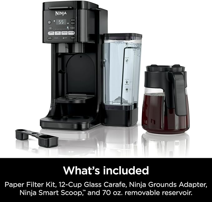Ninja DualBrew Grounds & Pods Hot & Iced Coffee Maker with Rapid Cold Brew and Thermal Flavor Extraction Duo, 60 oz Removable Reservoir, XL Single-Serve Platform, Adjustable Warming Plate 9 Brew Sizes