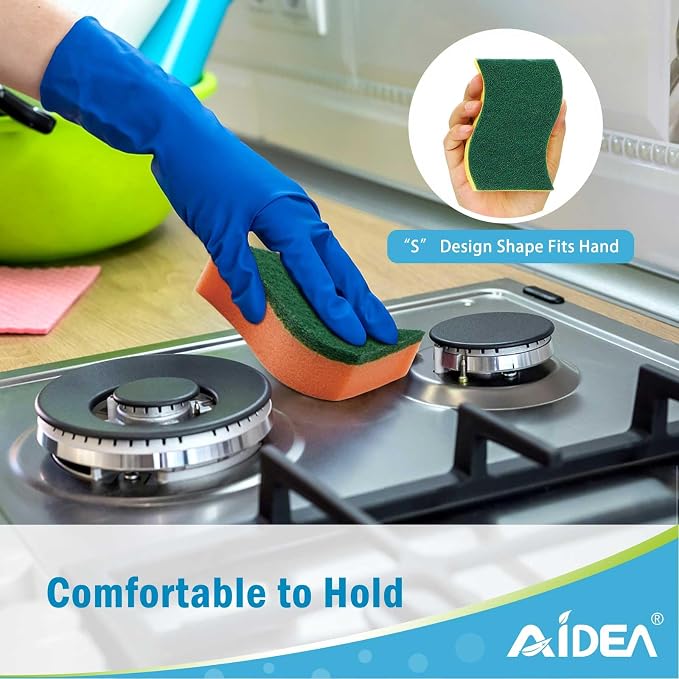 AIDEA Sponges Kitchen, 24Pack Heavy Duty Dish Sponge, Cleaning Dish Scrubber Sponge for Home and Kitchen, Stink-Free Cleaning Supplies for Pots, Pans