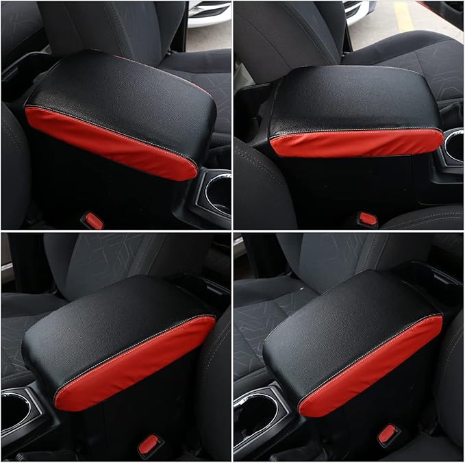 Leather Car Auto Center Console Armrest Cushion for Toyota Tacoma Accessories 2016-2018 2019 2020 American Flag (Black Red-Leather)