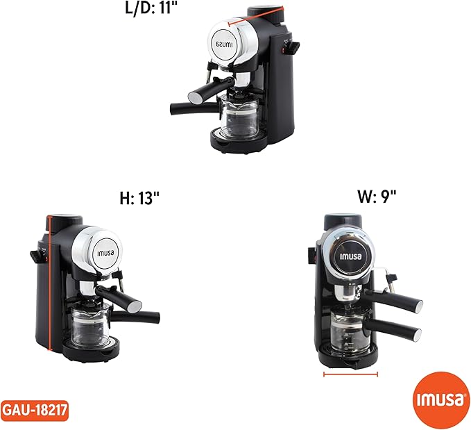 Imusa 4 Cup Epic Electric Espresso/Cappuccino Maker (Cafe Cubano, Cortadito, Colada, Cafe con Leche), Black