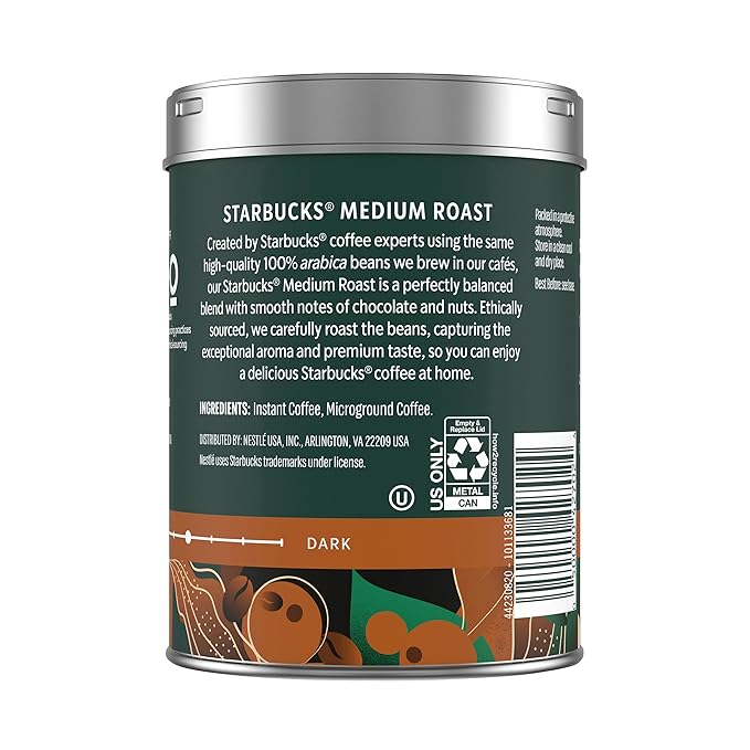 Starbucks Premium Instant Coffee, Medium Roast Coffee, Arabica Beans, Three 3.17 oz Tins (Pack of 2)