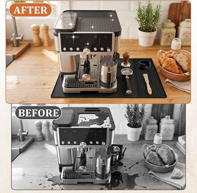 Silicone Top Mat Set & Tamper Base for Ninja ES601/ES701, Luxe Cafe Pro Accessories, 3-in-1 Non-Slip Drip Tray with Removable Pad,Complete Espresso Station Set for Ninja luxe cafe accessories