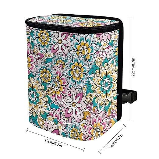 Mandala Flower Car Trash Can Lightweight Vehicle Trash Can for SUV Truck Van Leak Proof Vehicle Trash Can Hanging Car Interior Accessory Universal Fit Most Vehicles Cars SUV