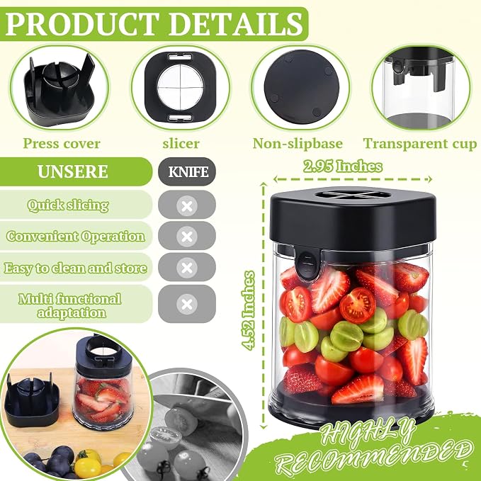 Hendiy Fruit Slicer Cup | Cuts Strawberries, Cuts Grapes, Cuts Eggs, Even Pieces in Seconds