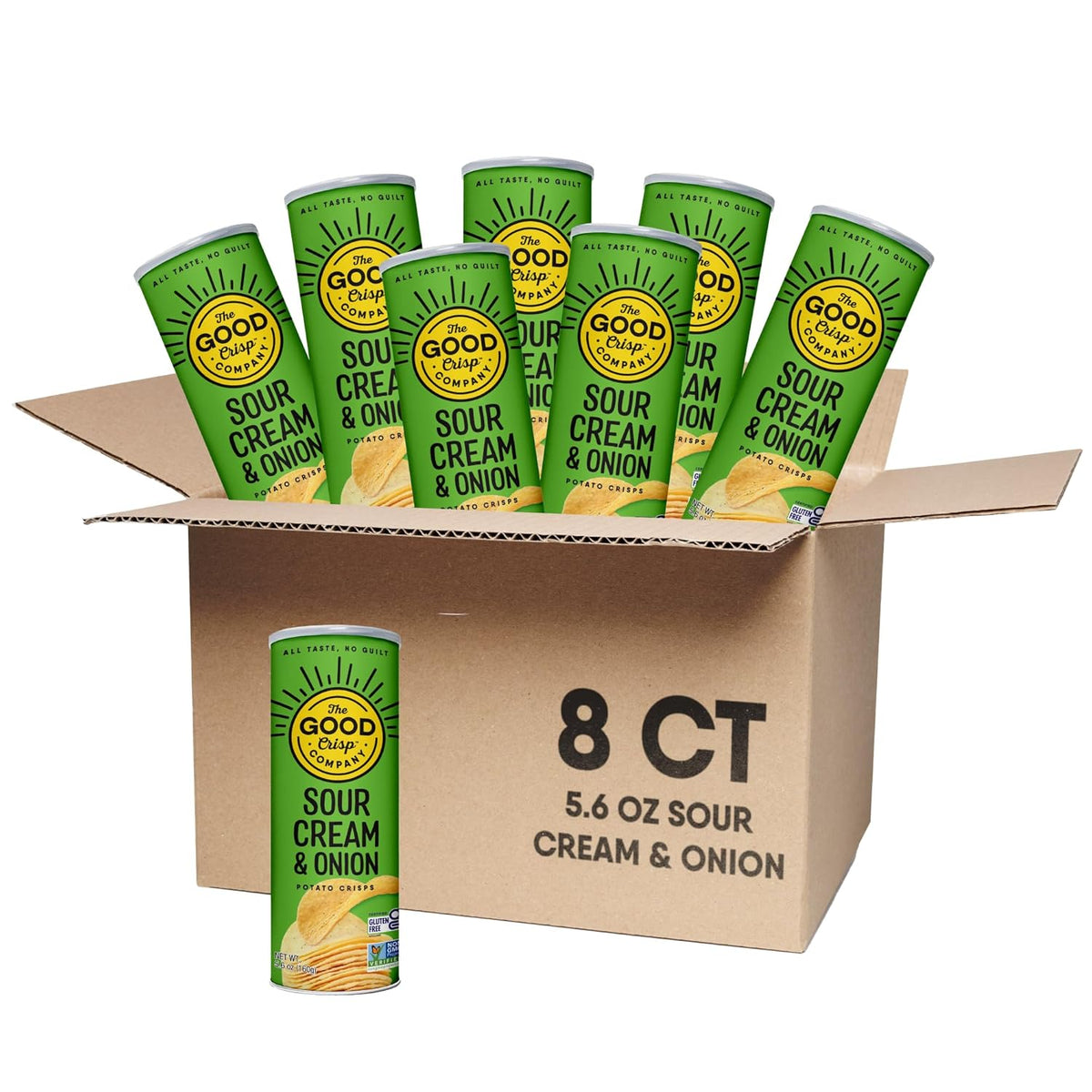 The Good Crisp Company Sour Cream & Onion Gluten-Free Potato Chips, 5.6 Ounce (Pack of 1), Non-GMO & Allergen-Friendly Snacks
