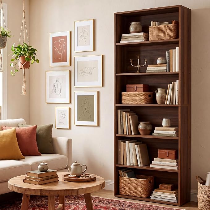 IRONCK Bookshelves and Bookcases Floor Standing 6 Tiers Display Storage Shelves 70 in Tall Bookcase Home Decor Furniture for Home Office, Living Room, Bed Room