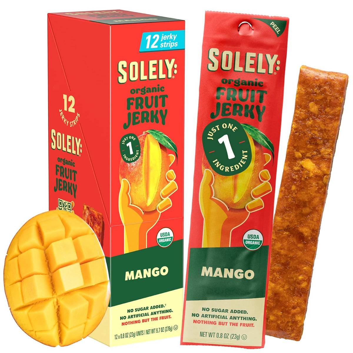 SOLELY - Organic Fruit Jerky Variety Pack - 8 Flavors, 8 Individually Wrapped Fruit Strips - Fruit Leather - Healthy Snacks for Adults & Kids - Non GMO, Vegan - 0.8oz (23g)