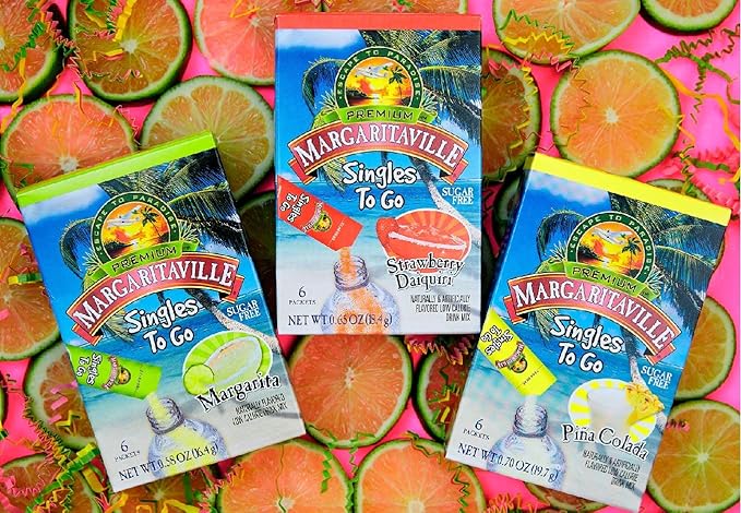 Margaritaville Singles To Go Drink Mix, Non-Alcoholic Powder Sticks (Pina Colada)