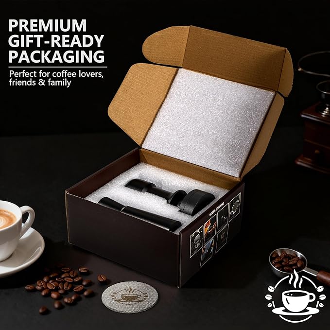 Espresso Tamper 58mm – Fits E61 Portafilter – Compatible With Rocket, Gaggia Classic, Rancilio Silvia, ECM, Profitec, La Marzocco – Spring Loaded Calibrated Self Leveling Coffee Tamper Tool