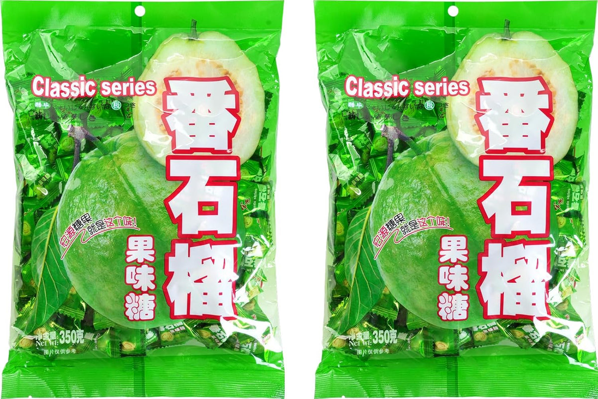 Hongyuan Guava Candy, 12.3 oz (Pack of 1) Asian Fruit Hard Candy, Sweet & Tangy Tropical Flavor, Individually Wrapped for Sharing & Snacking