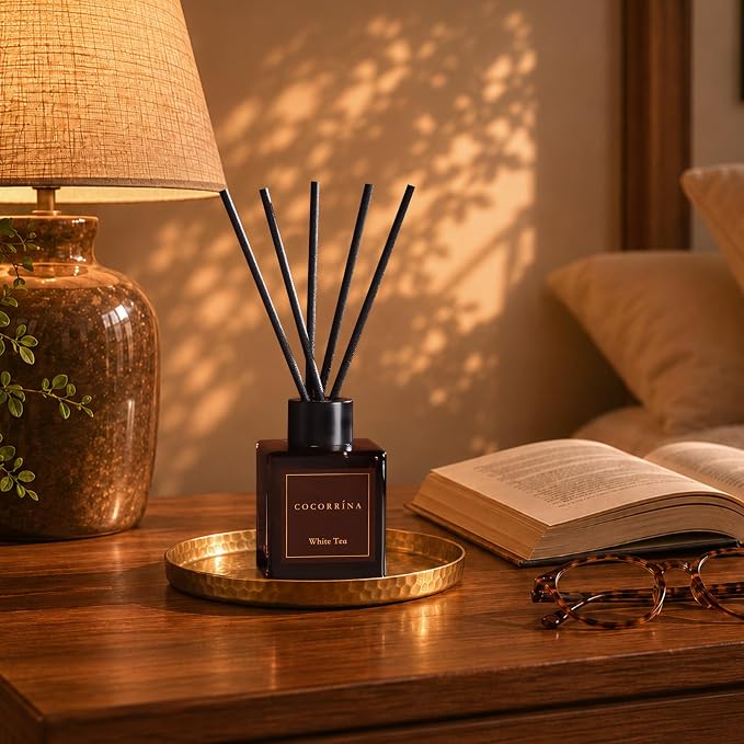 COCORRÍNA Hotel Collection Reed Diffuser Set, 3.04 fl oz Trio, Mahogany Teakwood, White Flower & White Tea, Home Fragrance for Bathroom, Bedroom, Entryway & Office