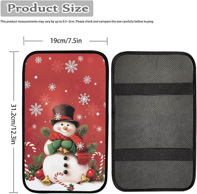 Christmas Snowman Arm Rest Cover Car Protector Car Armrest Cushion Vehicle Armrest Cover Accessories Protect from Pet Claws Auto Center Cover Universal Fit