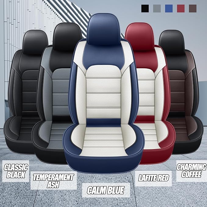 2pcs Universal Black Front Seat Covers Fit for Cars SUV Sedan, Back Support, Car Seat Covers Front Seats Fit Honda Accord, Toyota Corolla Waterproof Full Set Leather 2016 2015 2021 2020 2024