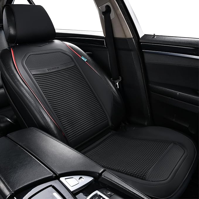 FLORICH Leather Car Seat Covers Universal Car Seat Cushion Comfortable Automotive Seat Protector Fit for Car SUV Truck Van, Black&Red Line