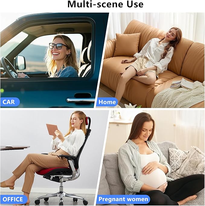 Memory Foam Truck Seat Cushion & Lumbar Support Set – Ergonomic U-Shape Tailbone Relief + L-Shape Back Cushion for Long-Haul Semi/Pickup Drivers Breathathable Cover Non-Slip Bottom Light Gray