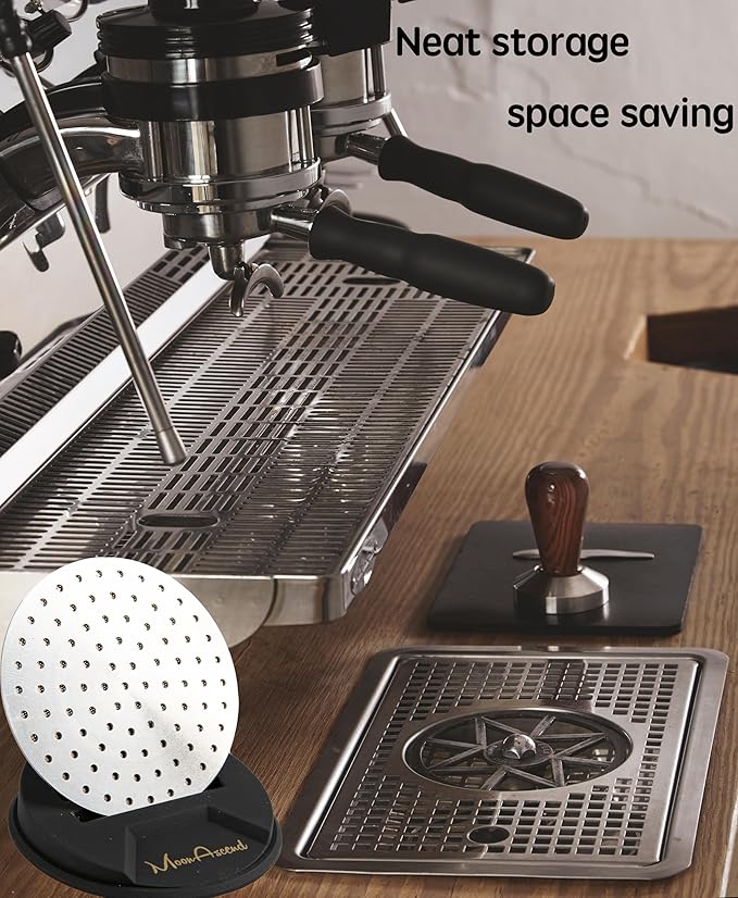 Coffee Puck Screen Holder - Silicone Puck Screen Stand - Compatible with 51mm 53.3mm 58.5mm, 3 Coffee Filters - Easy to clean Puck Screen Holder - Black