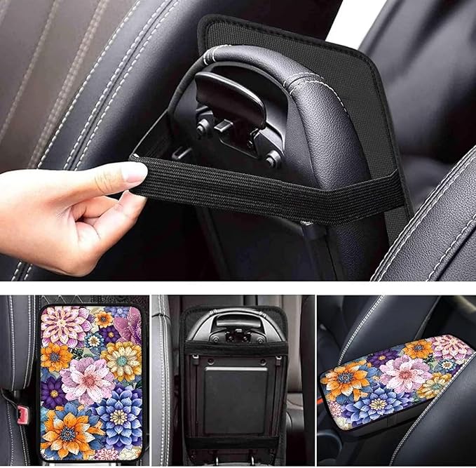 Biyejit Car Center Console Armrest Cushion Cover Pad Car Interior Decor Accessories Universal Fit for Sedan, Truck, SUV