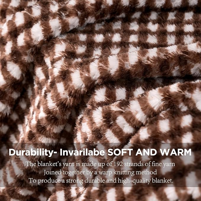 Zyrah Fleece Throws for Couch Super Soft Throw Blanket Lightweight Decorative Fuzzy Cozy Blankets for Sofa Chair Bed (C-Brown, Twin(60"x80"))