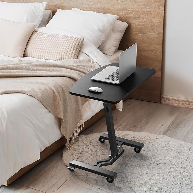 SHW Mobile Height Adjustable Laptop Rolling Cart with Height Adjustment from 28" to 33", Black