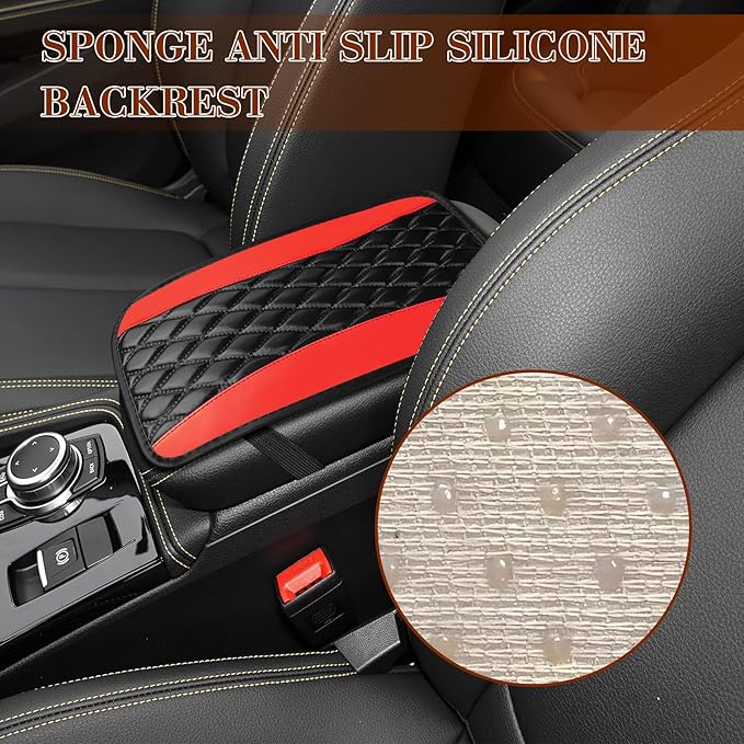 Car Armrest Cover, Car Center Console Cushion Pad, PU Leather Auto Armrest Cover Protector, Universal Armrest Waterproof Non Slip Interior Accessories Suitable for Most Cars, Vehicles, SUVs