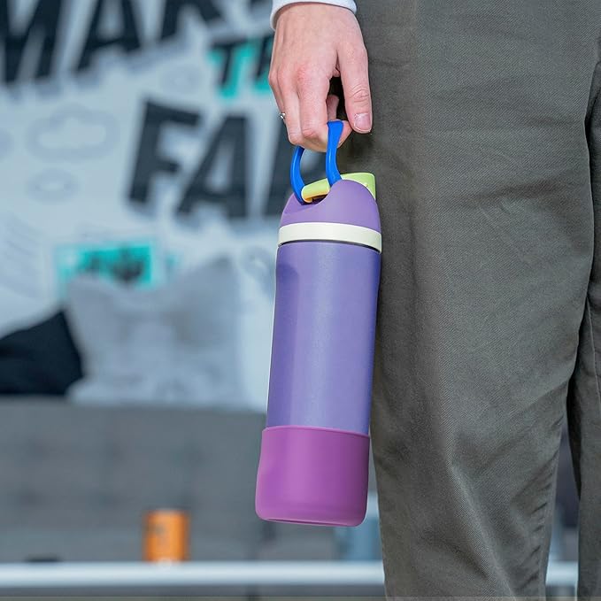 Silicone Water Bottle Boot for Owala 24 oz 32 oz 40 oz, Anti-Slip Protective Sleeve for Owala Twist & FreeSip & Flip Stainless Steel Water Bottle, Boot Bottom Base(Glitter Purple)