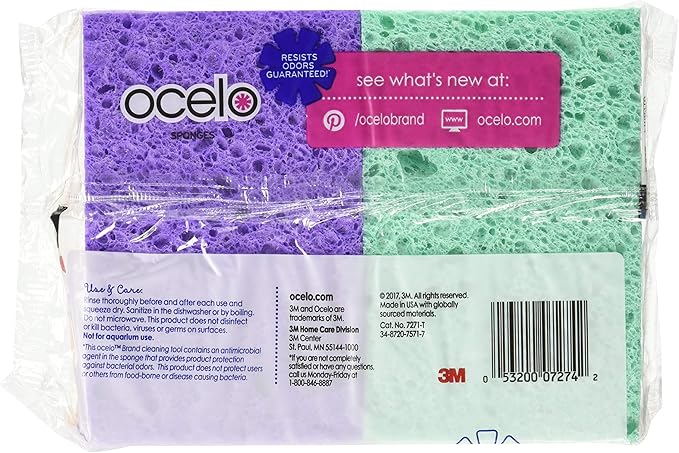 O-Cel-O Handy Sponges, Assorted Colors(Packaging May vary), 4 Count, pack of 4