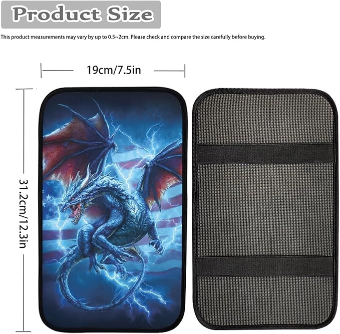 Lightning Dragon Center Console Cover Soft Armrest Console Cover Soft Auto Armrest Console Cover Protect from Pet Claws Universal Fit for Auto Truck Van SUV