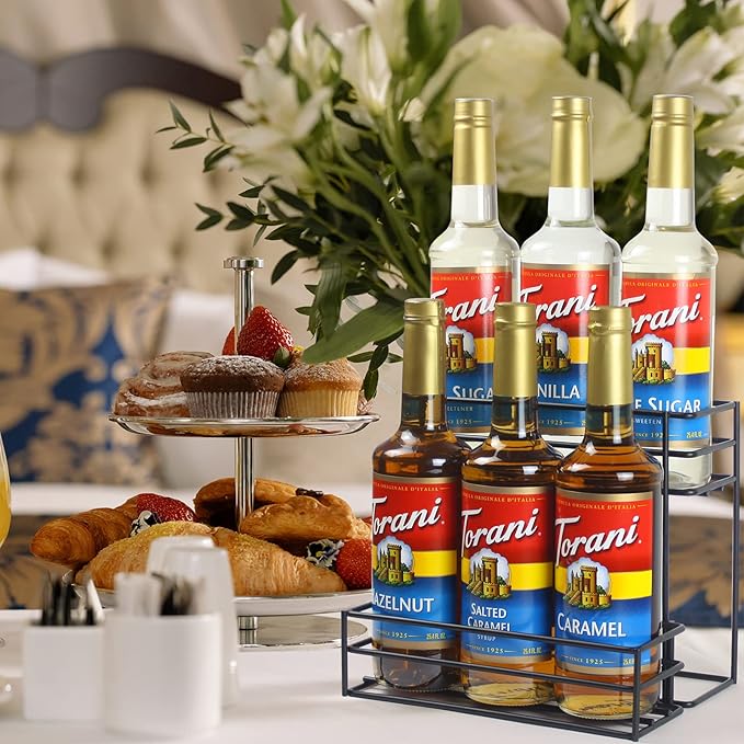 Coffee Syrup Organizer(6 Bottle Capacity),Coffee Syrup Rack for Coffee Bar,Kitchen.Small Wine Rack for Bar,Family,Storage for Syrup, Wine, Dressing