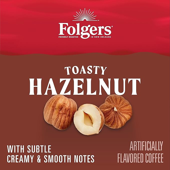 Folgers Toasty Hazelnut Flavored Ground Coffee, 9.6 Ounce