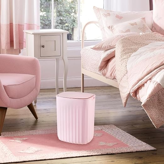 ELPHECO 3.5 Gallon Waterproof Motion Sensor Bedroom Trash Can with Lid Bathroom Accessories, Bathroom Decor Automatic Garbage Bin for Living Room Office, Pink