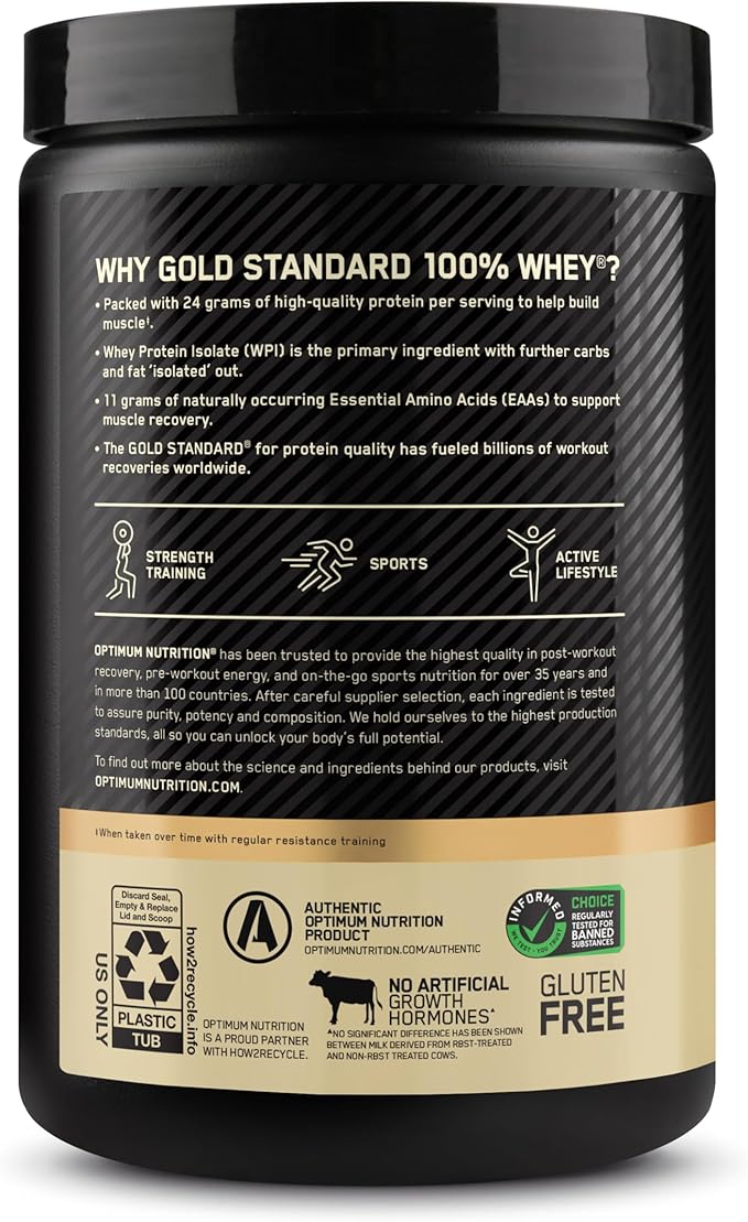 Optimum Nutrition Gold Standard 100% Whey Protein Powder, Naturally Flavored Chocolate, 15 Servings (Packaging May Vary)