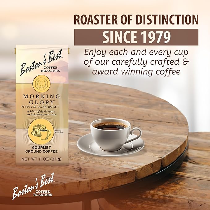 Boston’s Best Coffee - Morning Glory Blend, Delicious Medium Dark Roast Delicious Gourmet Premium Ground Coffee, 11 oz. / 311 g Bag
