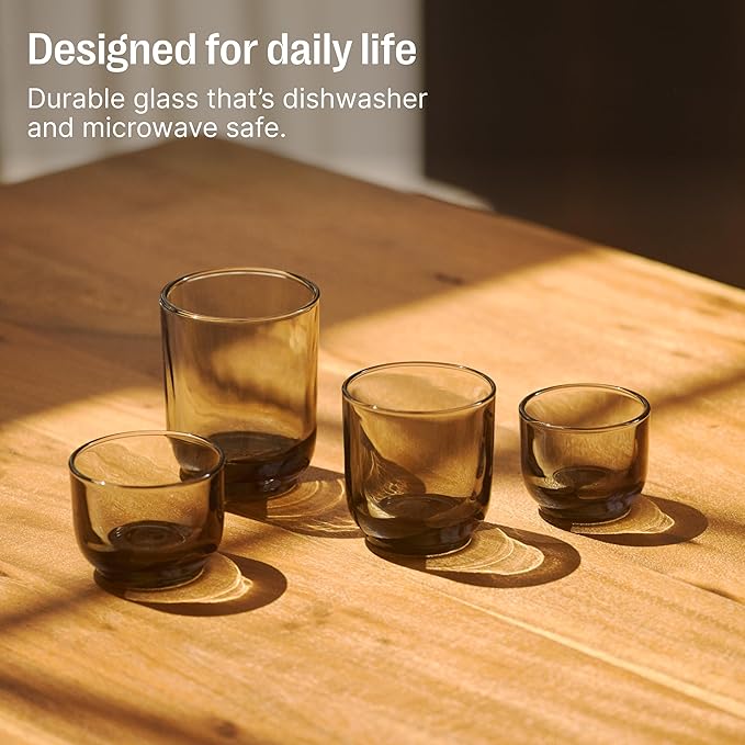 Fellow Pirch Espresso Glasses 3.5 oz Artisanal Cups, Set of 12, Dishwasher Safe Coffee Glasses for Espresso Shots & Latte Art – Smoke
