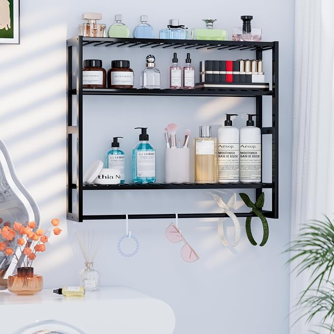PPN Extra Large Towel Rack Bathroom Storage Shelves Over The Toilet with Towel Bar 100% Bamboo Adjustable Height Floating Shelf Wall Shower Shelf for Small Space Bathroom Kitchen Multi Usage