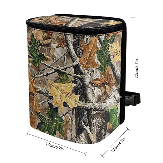 Camo Hunting Car Trash Can Mini Auto Garbage Bin with Lid Lightweight Hanging Car Rubbish Bags for Back Front Seat