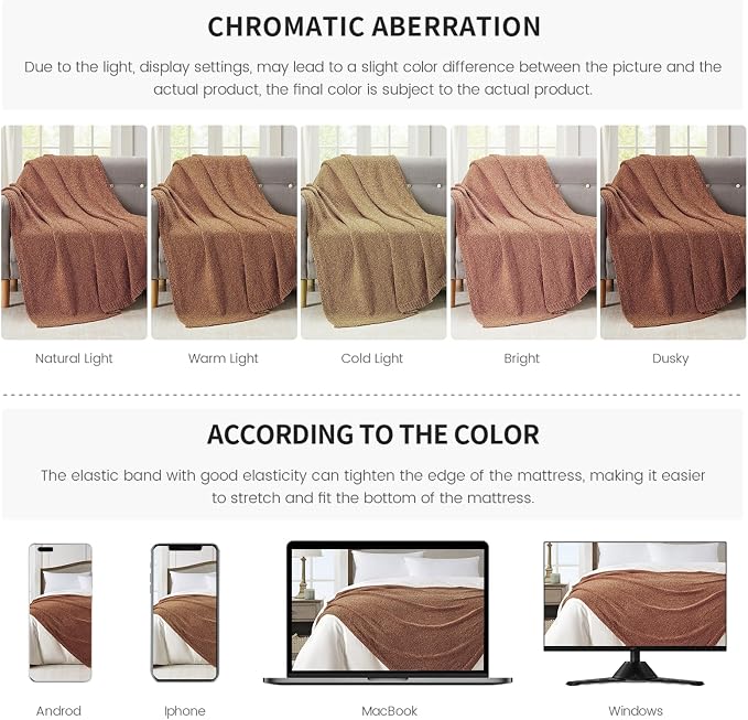BOURINA Chenille Throw Blanket for Couch Sofa Chair Bed Home Decoration, Soft Warm Cozy Blanket for All Season(50" x 60", Coral)